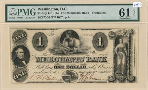 Merchants' Bank - Obsolete Banknote - Currency - SOLD